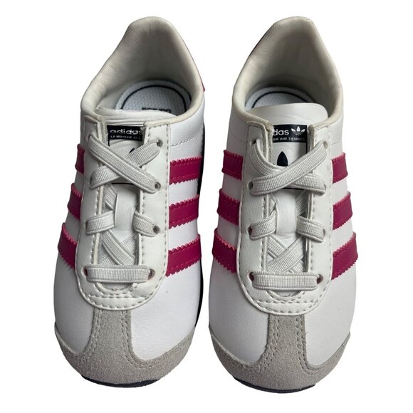 Adidas Girls Toddler Country Og Trainers Shoes Slip on size 6 Pink White Fuchsia - Picture 1 of 6